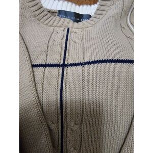 Oscar de la Renta Cable Stitch Striped Men's XL 100% Cotton Sweater Long Sleeves